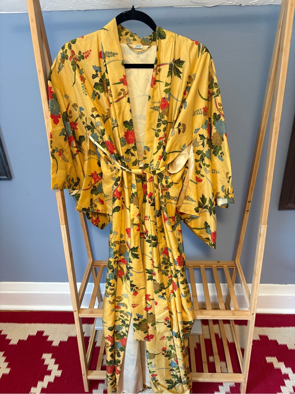 Yellow Floral Silk Authentic Kimono